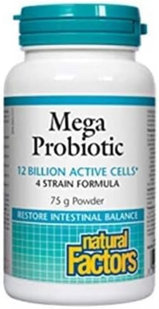 цена Natural Factors Mega Probiotic Powder, 12 Billion Active Cells, 75 Gm