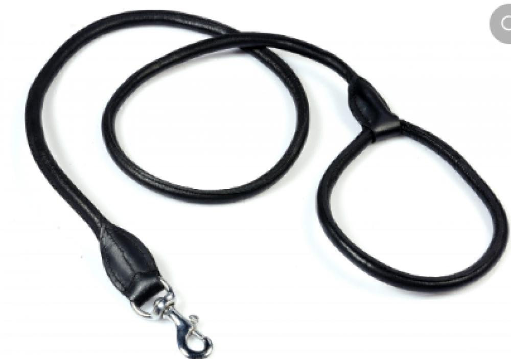 Capone Leather Dog Leash Black double lead leather dog leash with two couplers black