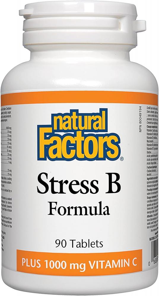 Natural Factors Stress B Formula, 90 Tablets 48pcs 4bags wormwood foot detox plaster heel fatigue relieve stress help sleep foot health care patch improve metabolism a835