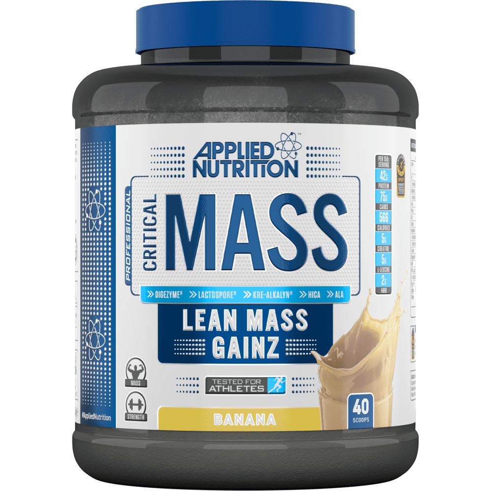 Applied Nutrition Critical Mass Lean Mass Gainz, Banana, 2.45 Kg weight gain muscle growth plumpness appetite stimulant rapid energy increase calorie increase 30 capsules