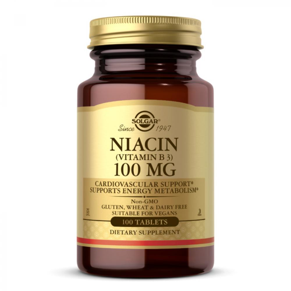Solgar Niacin (Vitamin B3), 100 mg, 100 Tablets витамины k2 и k1 garden of life code vegan k complex vitamin for bone strength and heart health 60 капсул