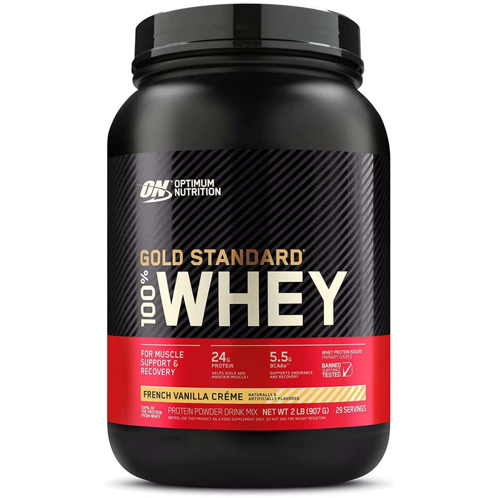 Optimum Nutrition Gold Standard 100% Whey Protein, French Vanilla, 2 LB whey protein amino carnit 900 гр дыня