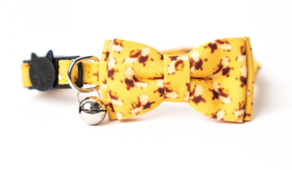 Flamingo Cat Collar - Yellow, S cat collar leather with bell black