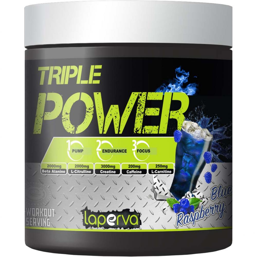 Laperva Triple Power Pre-Workout, Blue Raspberry, 30 laperva triple power pre workout sachets cola