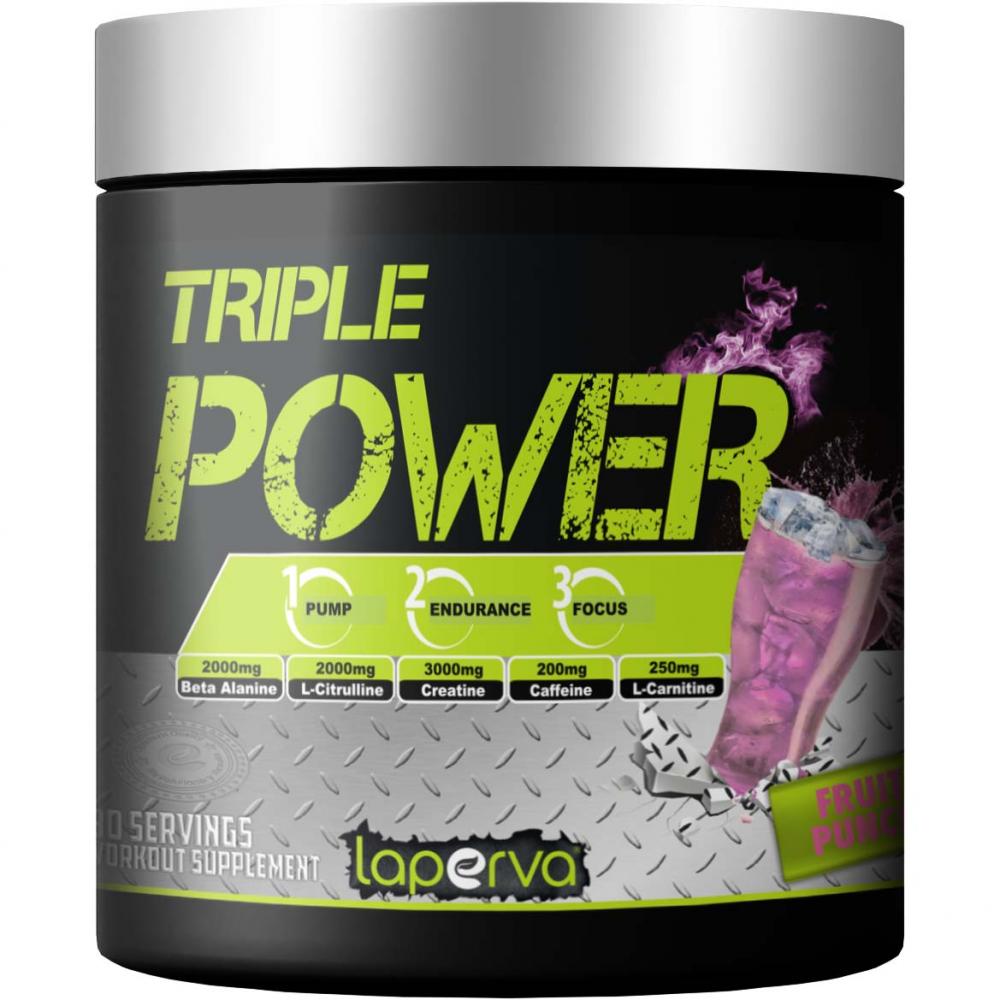 Laperva Triple Power Pre-Workout, Fruit Punch, 30 laperva carver slimming coffee 3 in 1 30 sachets