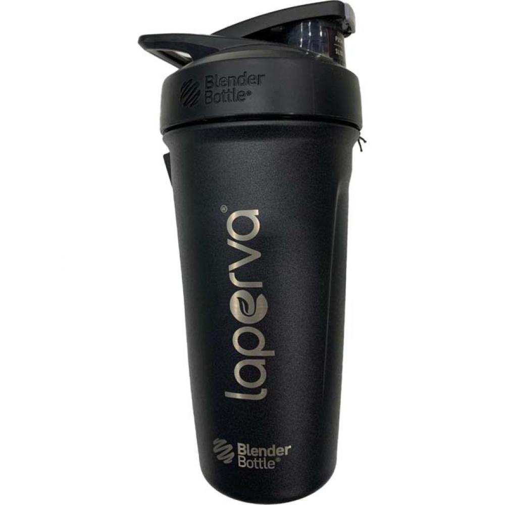 Laperva Blender Bottle Stainless Steel Shaker, Black core collapsible stainless steel straw with carrying case