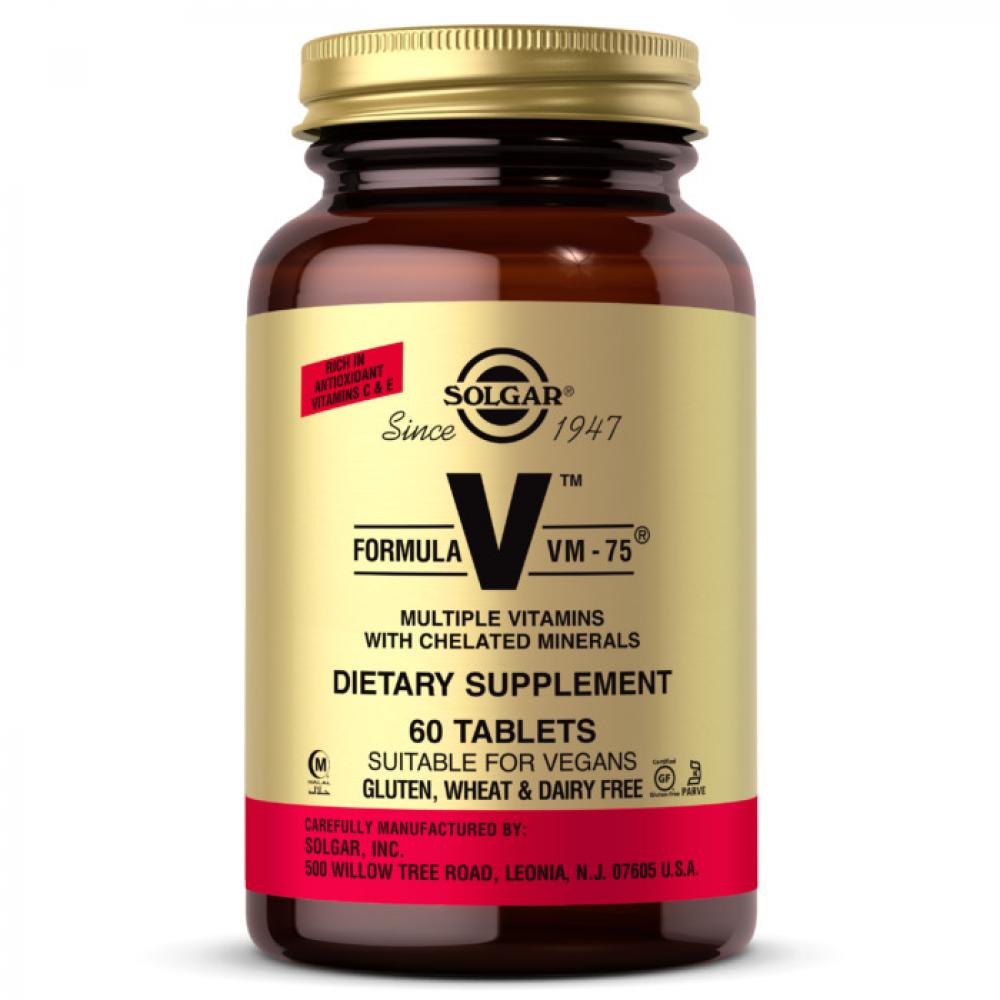 Solgar Formula Vm-75, 60 Tablets solgar formula v vm 75 комплексные витамины с хелатными минералами 90 таблеток