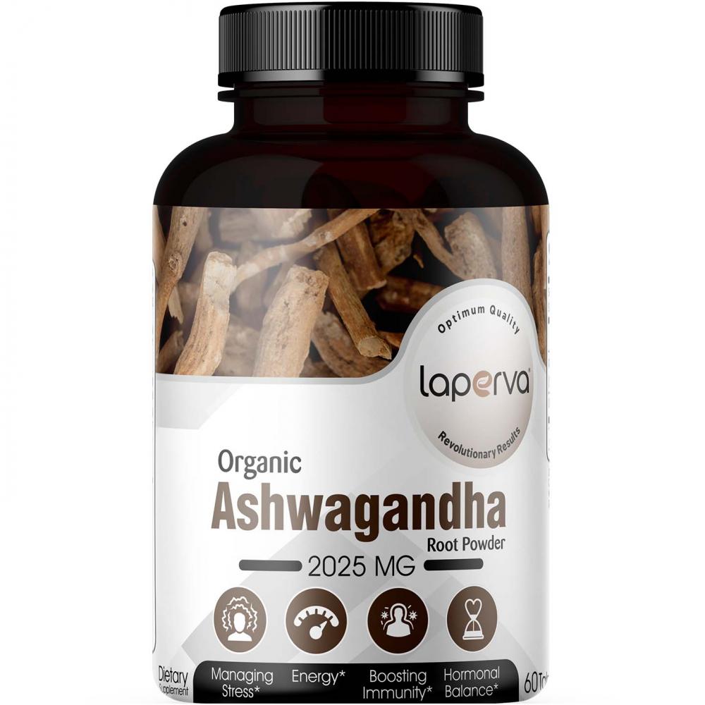 Laperva Organic Ashwagandha, 2025 mg, 60 Tablets farm organic black pepper powder 70 g