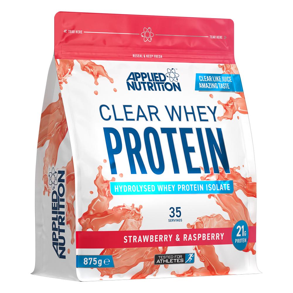 Applied Nutrition Clear Whey Protein, Strawberry \& Raspberry, 875 g applied nutrition iso xp 100% whey protein isolate delicious strawberry 1 8 kg