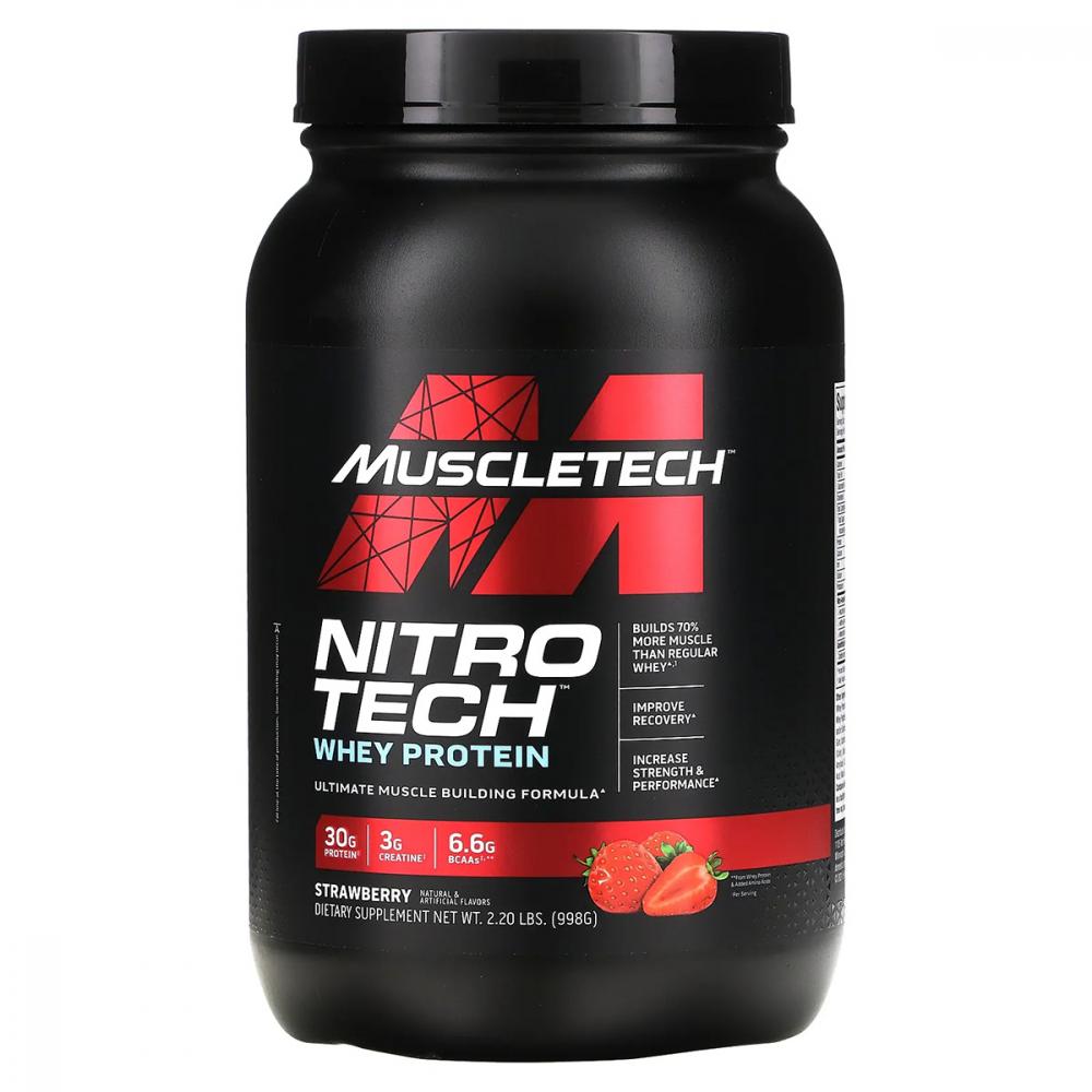 Muscletech Nitro Tech Whey Protein, Strawberry, 2 Lb biochem 100% whey isolate protein vanilla 30 2 oz 857 g