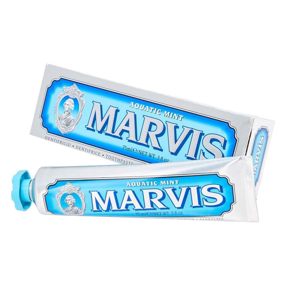 Marvis Whitening Toothpaste, Aquatic Mint 60ml children fruit flavor whitening toothpaste anti cavity mousse foam toothpaste fluoride pure fresh breath shining teeth