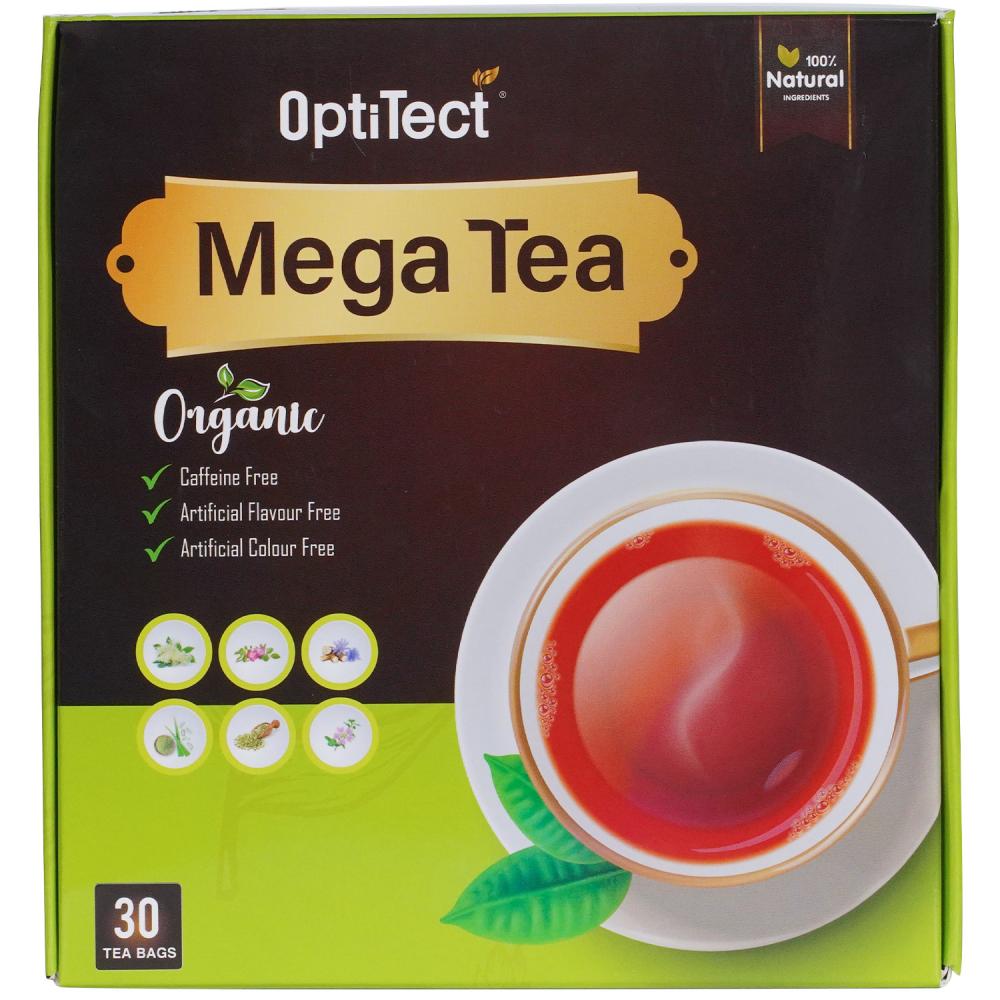 OptiTect Mega Tea Organic, 30 Sachets 48pcs 4bags wormwood foot detox plaster heel fatigue relieve stress help sleep foot health care patch improve metabolism a835
