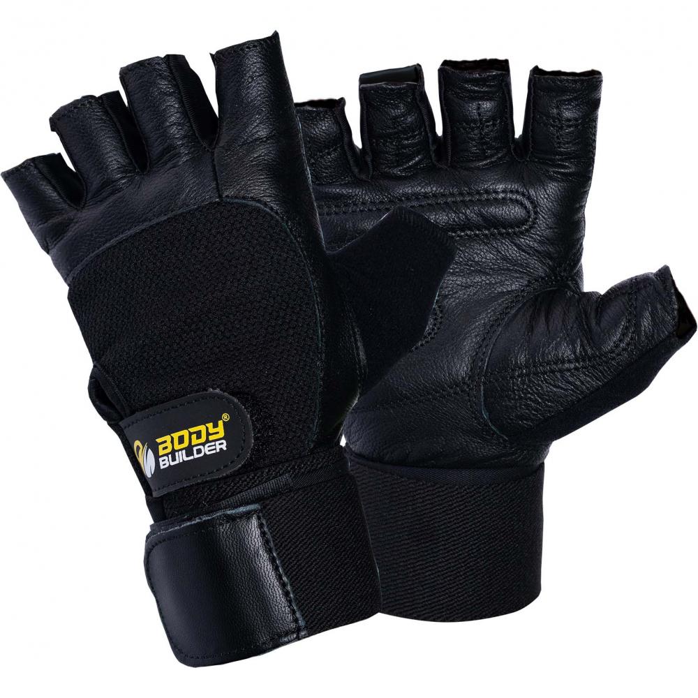 Body Builder Wrist Support Gloves, XL, Black body builder wrist support gloves l black yellow