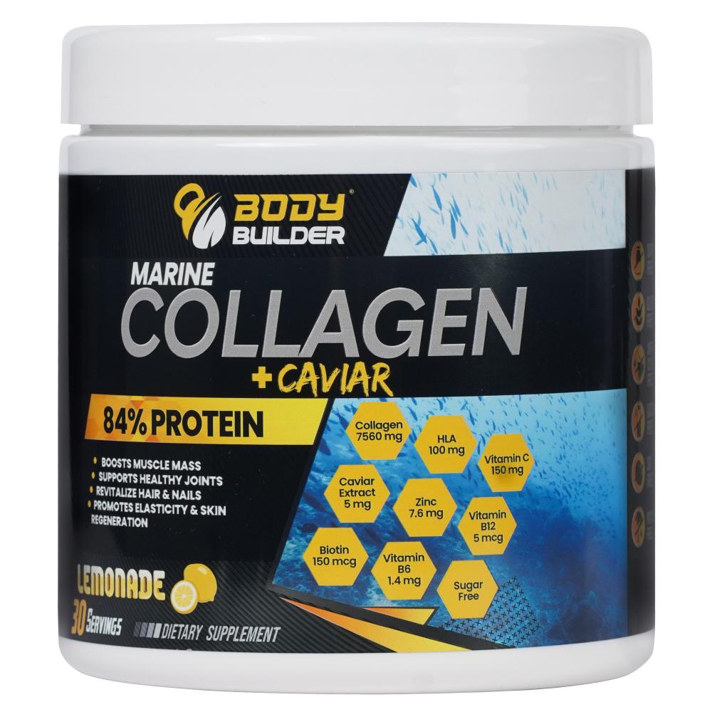 Body Builder Marine Collagen plus Caviar, Lemonade, 270 g nutralife glucosamine chondroitin sulfate 180caps healthy joint function cartilage ligaments mobility flexibility osteoarthritis