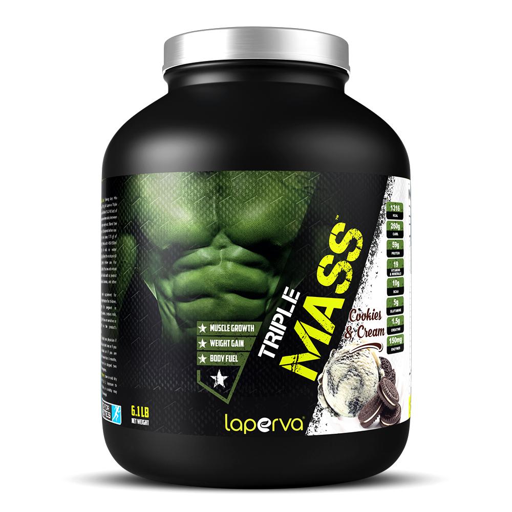Laperva Triple Mass Gainer, Cookies and Cream, 6 Lb bullymax pro series 11 in 1 muscle gain chew 300 g