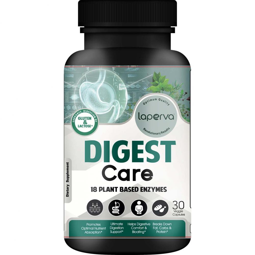 Laperva Digest Care 18 Plant Based Enzymes, 30 Veggie Capsules laperva liver support 60 veggie capsules