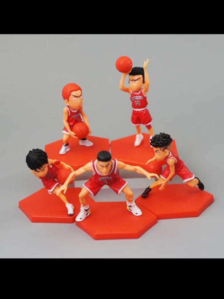 цена 5Pcs Anime Slam Basketball Dunk Action Figure Sakuragi Rukawa Maple Haruko Akagi Kawaii Doll PVC Collectible Model Toy Gift