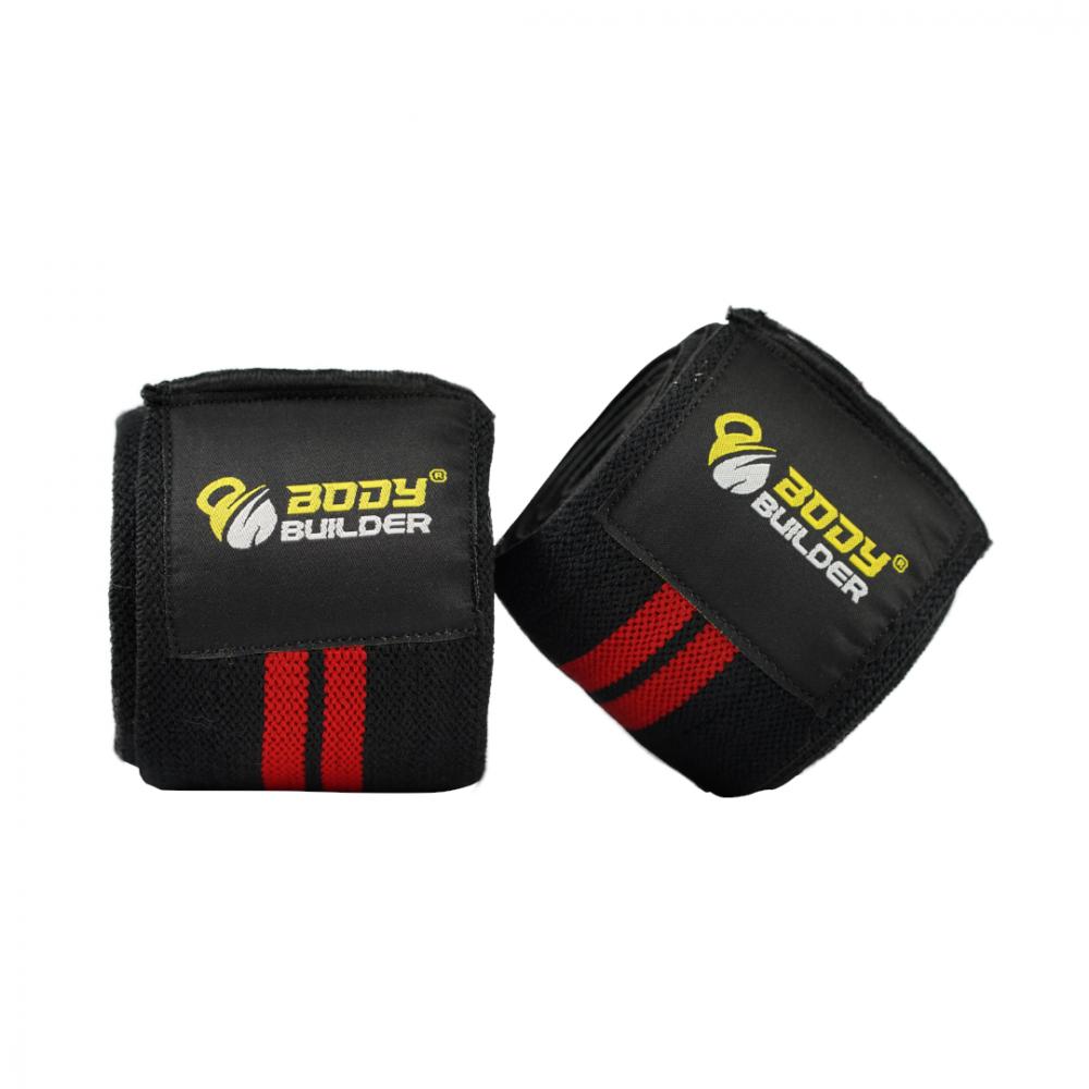 Body Builder Knee Wrap Support, Black \& Red body builder wrist support black