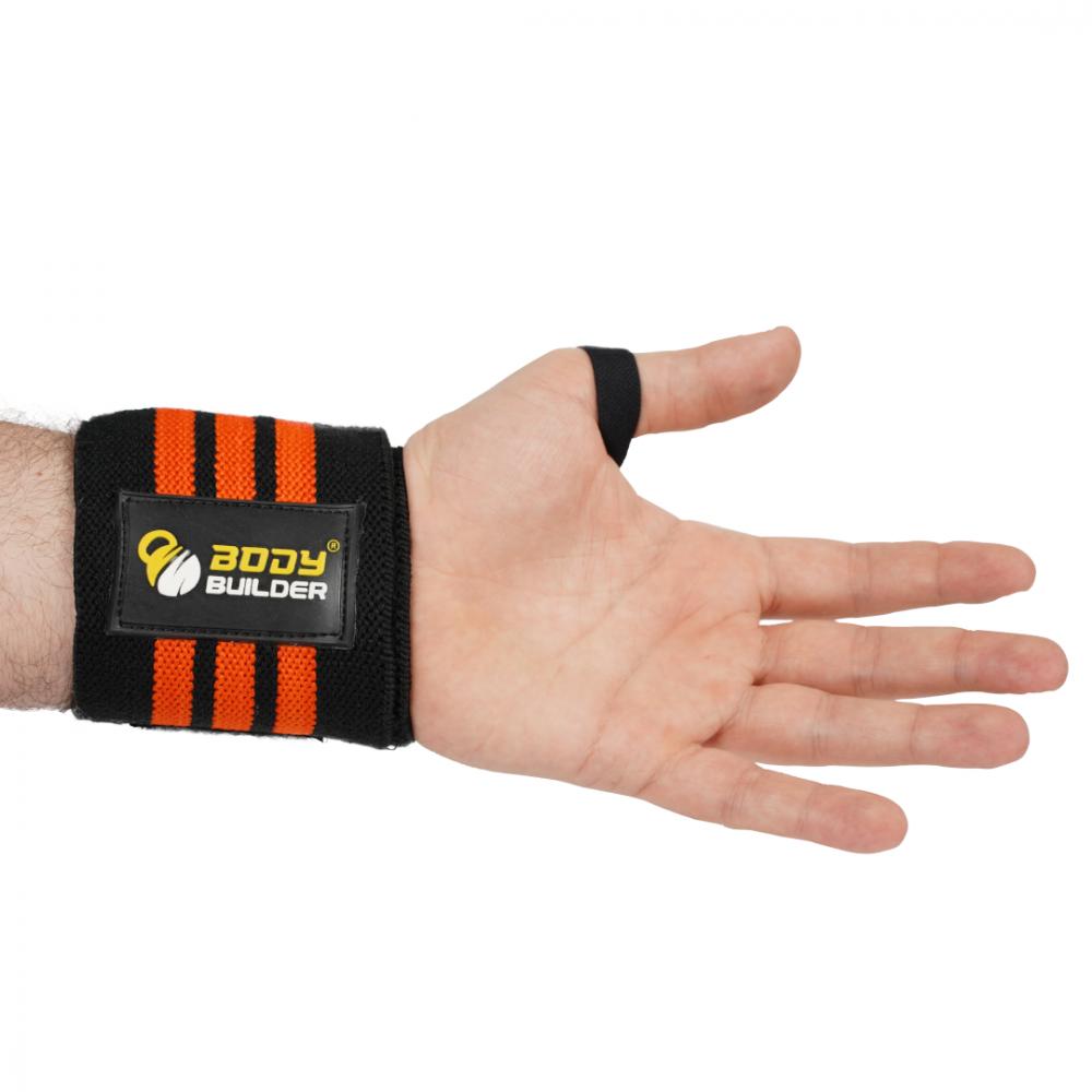 Body Builder Wrist Support, Black \& Orange body builder wrist support black
