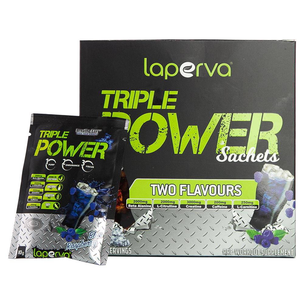 цена Laperva Triple Power Pre-Workout Sachets, Cola \& Blue Raspberry, 30 Sachets