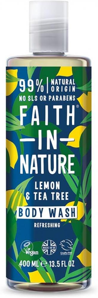 Faith In Nature Body wash, Refreshing, Lemon and tea tree, 13.5 fl. oz (400 ml) dove hand wash cucumber and green tea 13 8 fl oz 500 ml