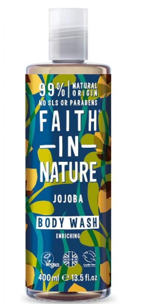 цена Faith In Nature, Body wash, Jojoba, 13.5 fl. oz (400 ml)