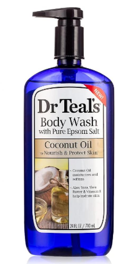 цена Dr. Teal's Epsom, Salt body wash, Coconut oil, 24 fl. oz (710 ml)