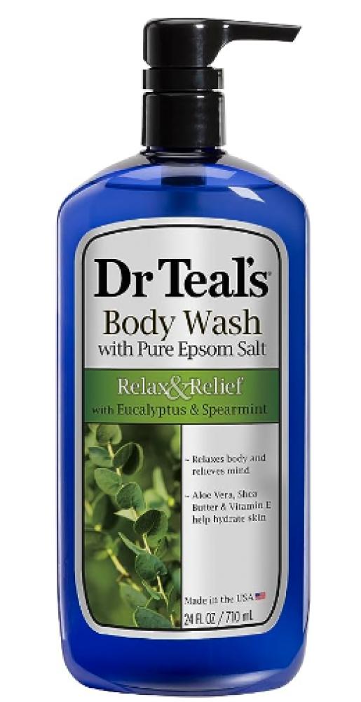 Dr Teal's, Body Wash with Epsom Salt, Eucalyptus and spearmint, 24 fl. oz (710 ml) 1pc 2pcs bath for peeling exfoliating mitt glove for shower scrub gloves body massage sponge wash skin moisturizing spa foam