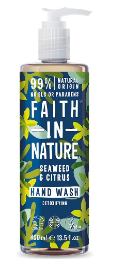 Faith In Nature, Hand wash, Seaweed and citrus, Detoxifying, 13.5 fl. oz (400 ml) natural blue angelite ball natural mineral quartz sphere hand massage crystal ball healing feng shui home decor accessory 29mm