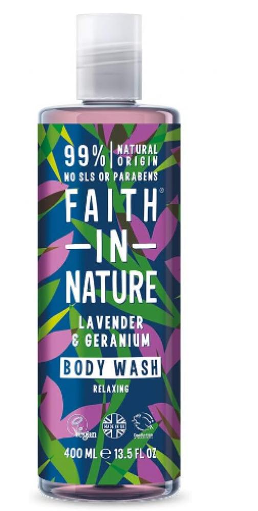 Faith In Nature, Body wash, Lavender and geranium, 13.5 fl. oz (400 ml) faith in nature hand wash aloe vera and tea tree 13 5 fl oz 400 ml