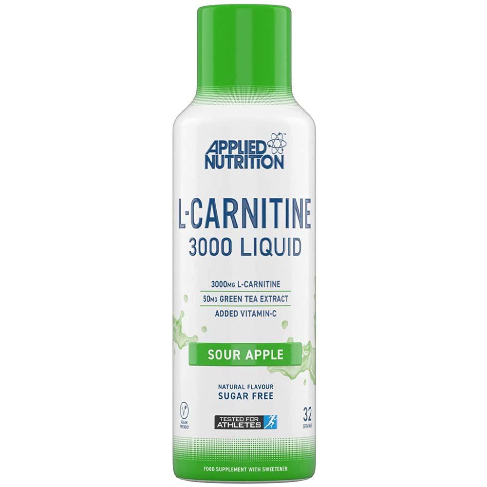 Applied Nutrition L Carnitine Liquid, 3000 mg, Sour Apple laperva l carnitine 50 veggie gummies 500 mg