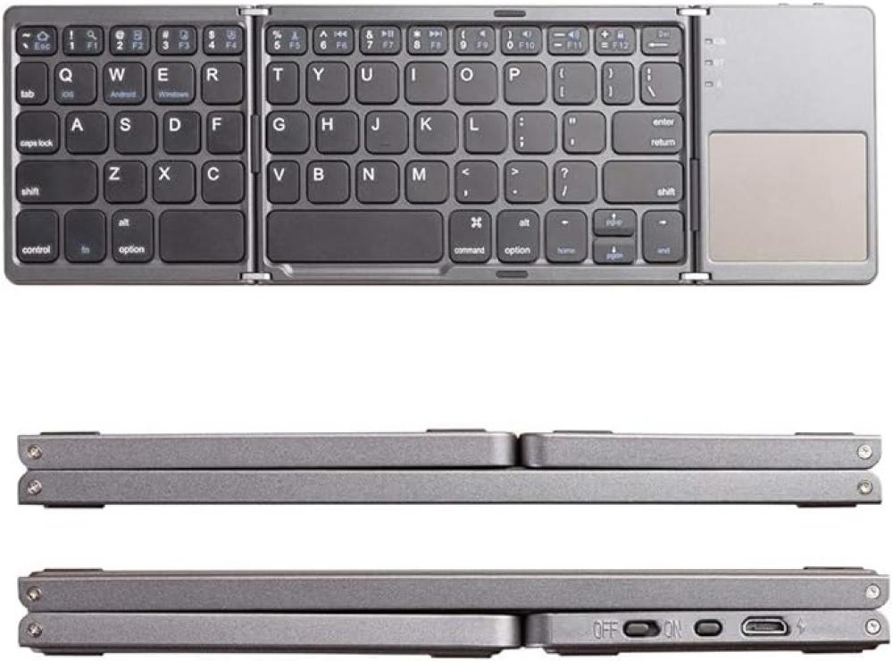 Wireless Foldable Bluetooth Keyboard For Travel, Pocket-Sized Tri-Folded Portable Keyboard