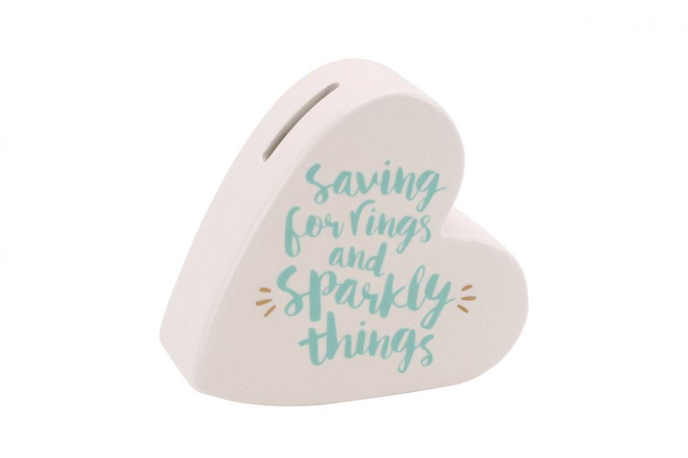 'Saving For Rings \& Sparkly Things' Ceramic Heart make a special link for your order to make up the freight make up the difference please ask customer service before purchasin
