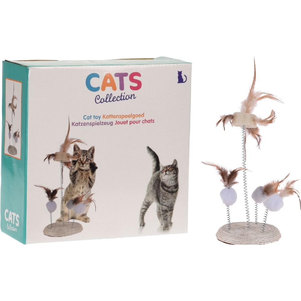 Koopman Cat Play Tower Dia 14 x 33 cm cat tree modern pet toy scratching post grey cat tower climbing frame