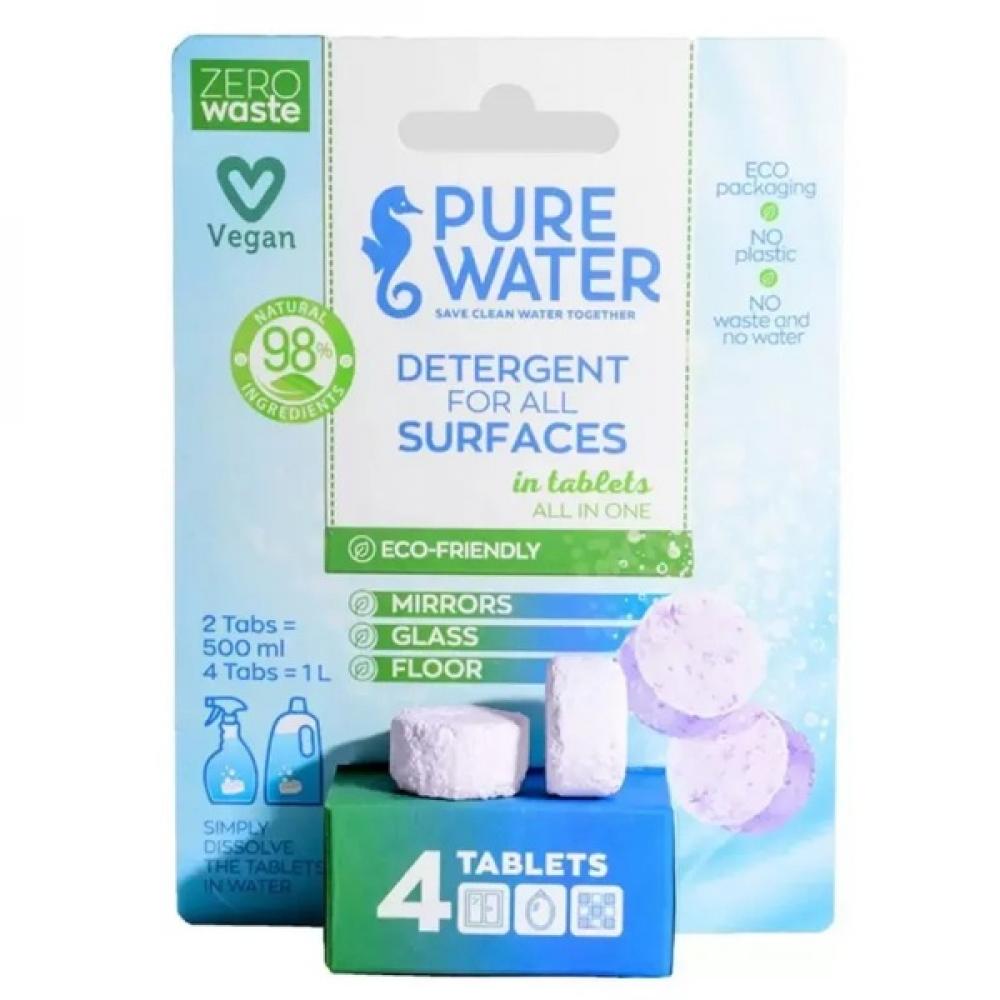 Pure Water Detergent For All Surfaces - 4 Tablets toilet bowl cleaner tablets effervescent tablets deep cleaning washer deodorant cleaning agent automatic toilet bowl cleaner