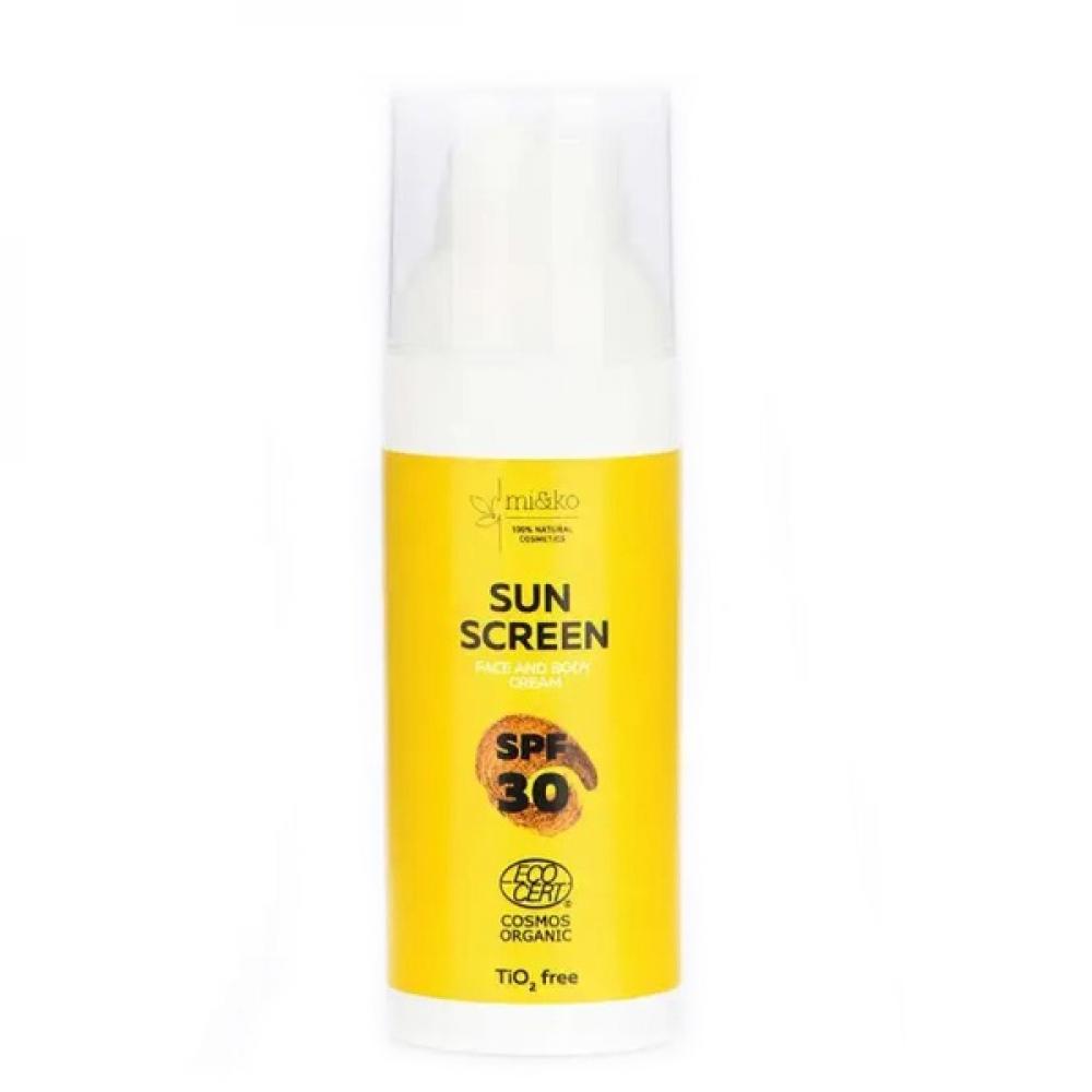 Mi\&Ko Sun Screen Face and Body Cream, SPF 30, 50 ml, Organic no prob llama mouth cover mask with pm2 5 filters 5 layers of protection for unisex black