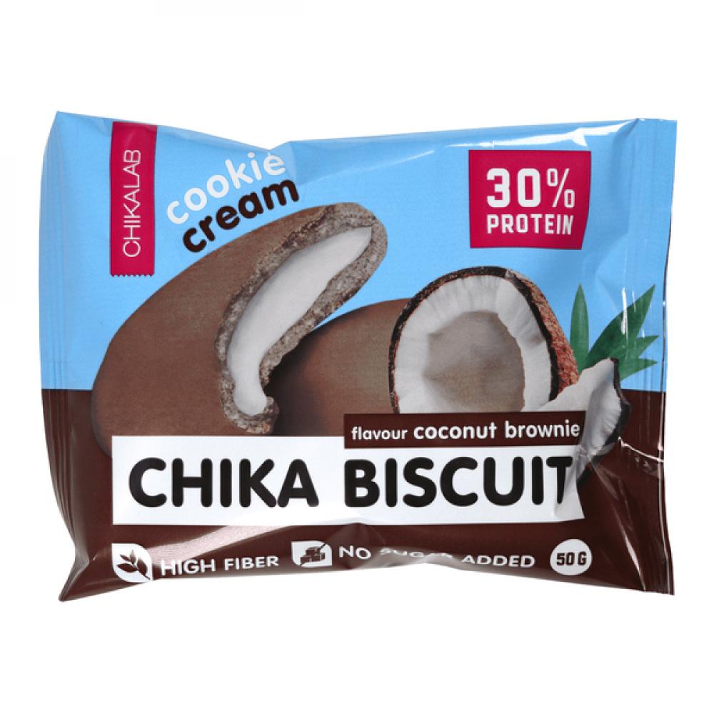 Chika Biscuit Protein Biscuit 50g Coconut Brownie цена и фото
