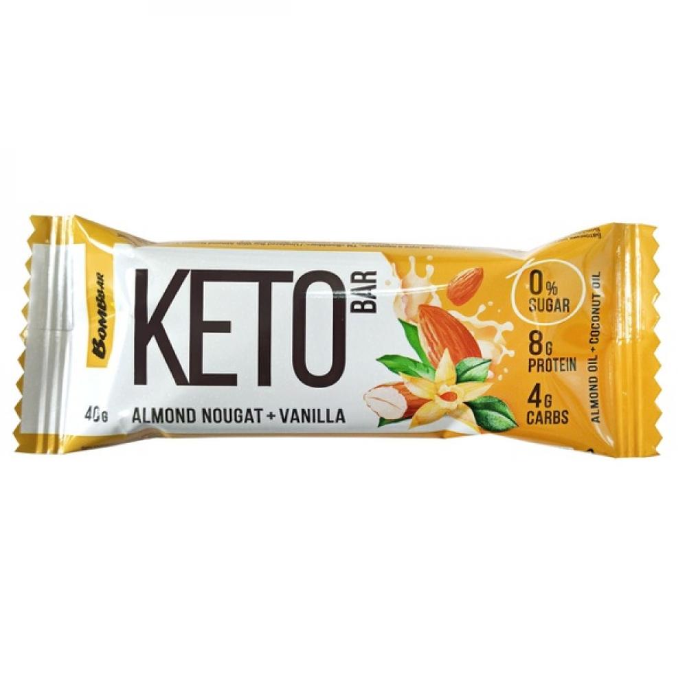BOMBBAR KETO Protein Bar with Almond Nougat and Vanilla 40g mawa raw almonds in shell 500g