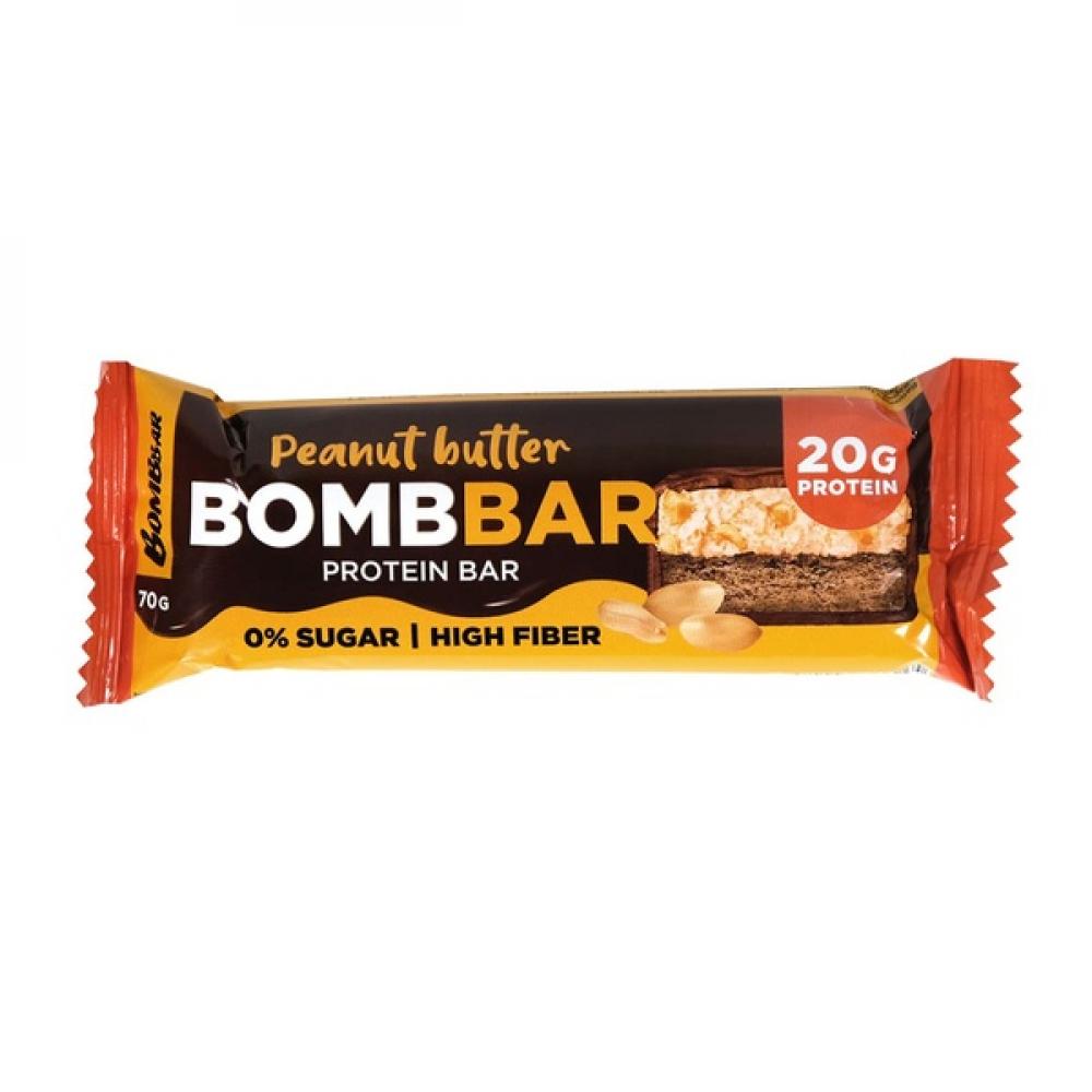 Bombbar Glazed protein bar 70g Peanut Butter bombbar glazed protein bar 40g hazelnut praline