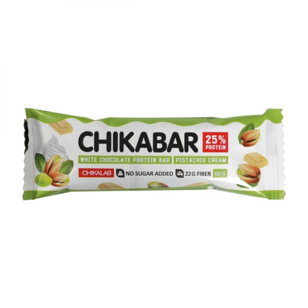 Chikabar White Chocolate Covered Protein Bar With Pistachio Cream