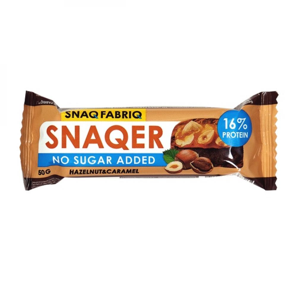 Snaq Fabriq SNAQER Glazed protein bar 50g, Hazelnut and Caramel snaq fabriq carmel peanuts and raisins protein cookies 45g
