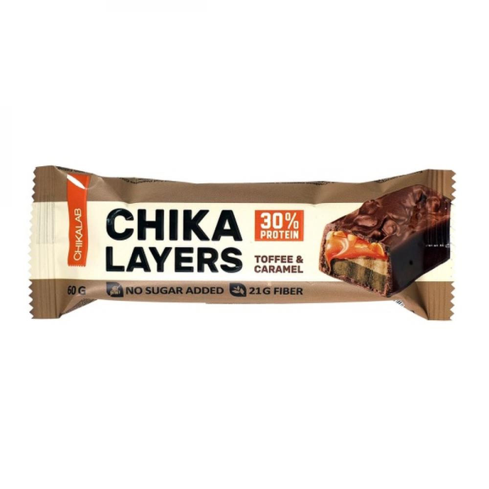 Chikalayers Chocolate Covered 5 Layers Protein Bar With Toffie Caramel And Peanuts chikabar chocolate covered protein bar with coconut
