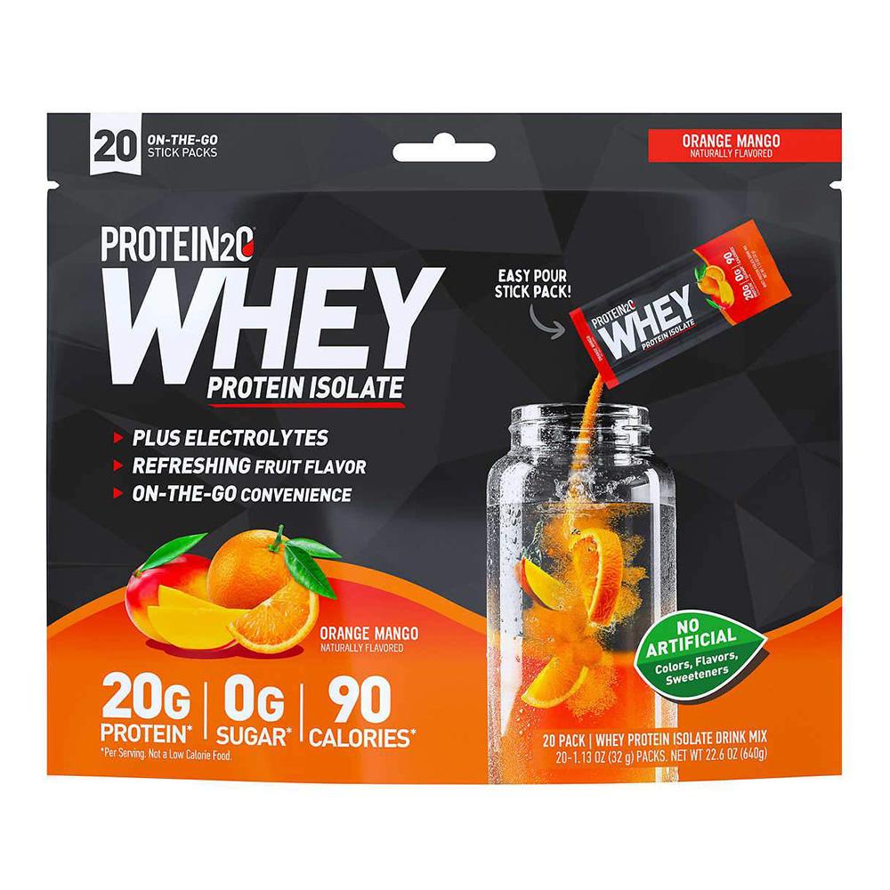 Protein2o Whey Protein Isolate, Orange Mango, 20 Pack protein2o protein infused water plus electrolytes strawberry banana 500 ml