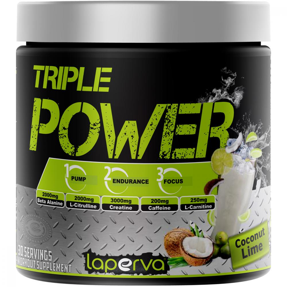 Laperva Triple Power Pre-Workout, Coconut \& Lime, 30 laperva triple power pre workout sachets cola