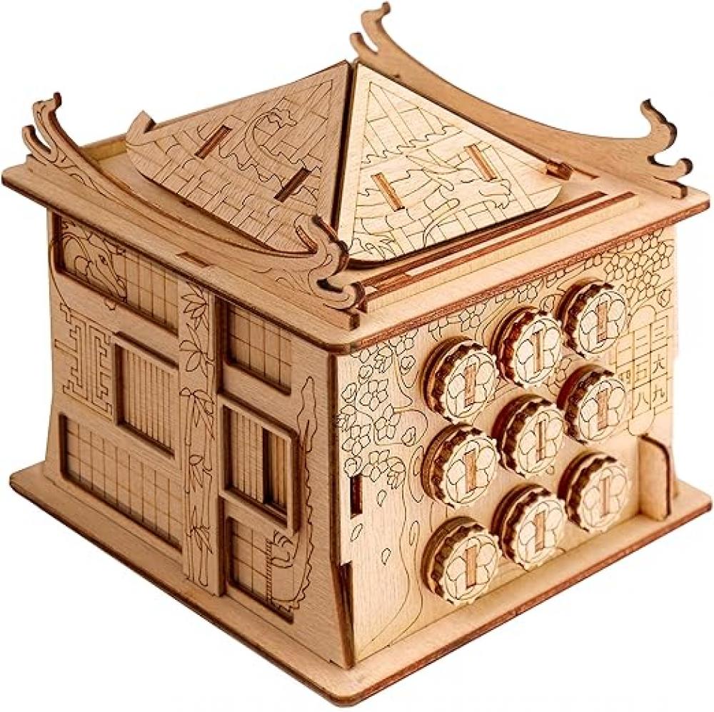 ESC WELT House of Dragon Wooden Secret Puzzle Box - Board Games for Family, Adults, Kids - Mystery Escape Room in a Box \& Educational Brain Teasers - quest pyramid 3d puzzle game 3 in 1 wooden puzzle box game brain teaser puzzle gift box riddle game puzzle box for children and adults mind