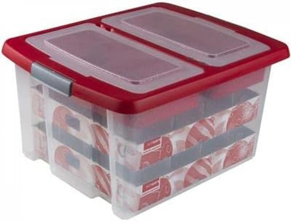 Sunware Nesta Christmas Storage Box 32 Liter with Trays for 32 Baubles homesmiths shoe storage box 36 x 29 x 22 cm