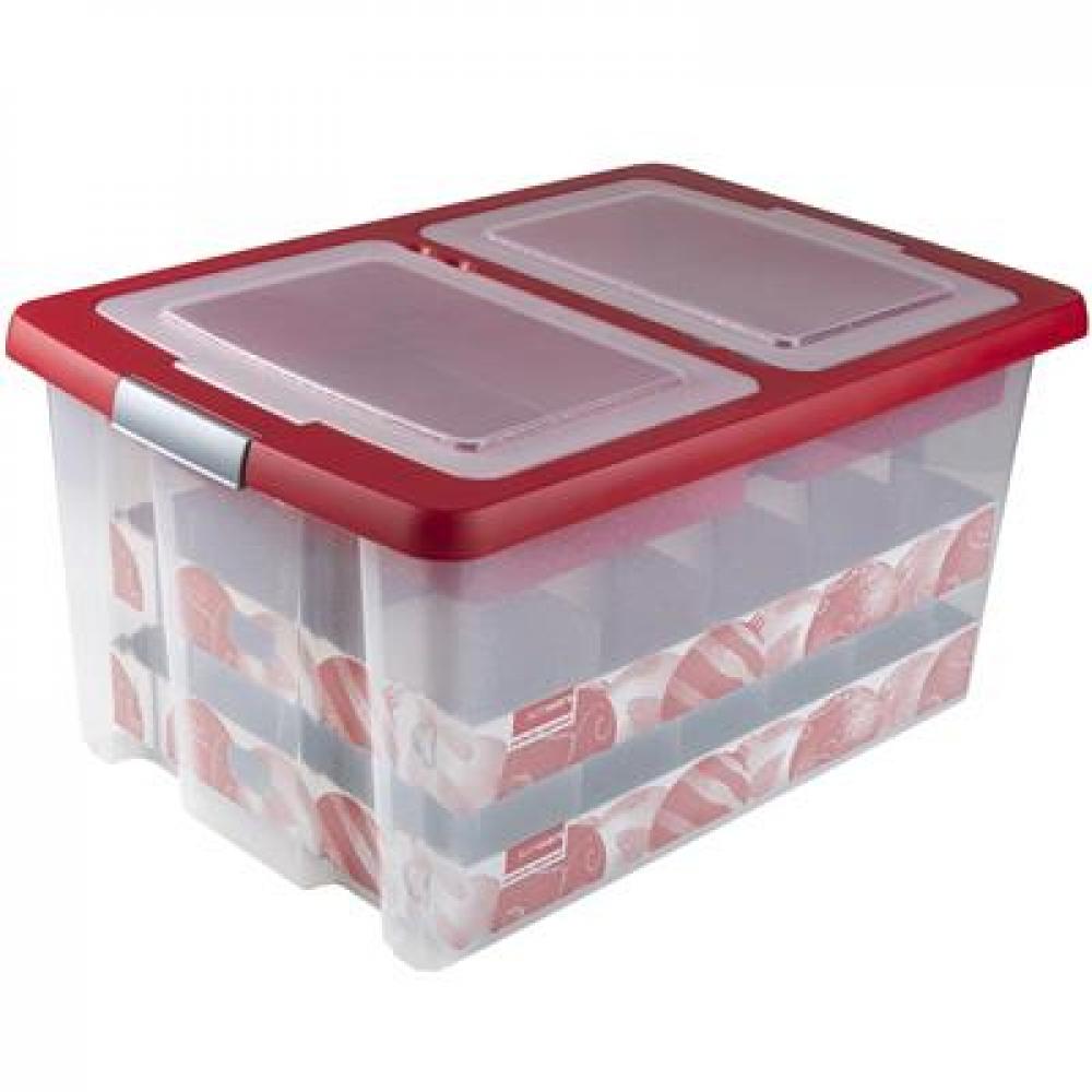Sunware Nesta Christmas Storage Box 51 Liter with Trays for 64 Baubles 20pcs lot christmas element gift box party favor candy box christmas decorations kids gift packaging box 9 5 9 5 9 5cm